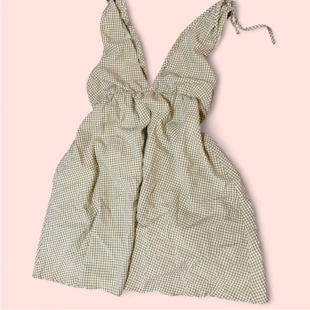 MINKPINK Green Checkered Mini Dress